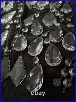 Vintage French cut 80 assorted crystal European lamp parts plus swag crystals