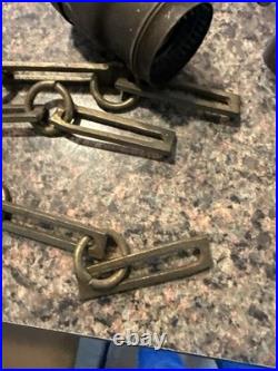 Vintage Frosted Glass Pendant Ceiling Light with chains Parts or Repair