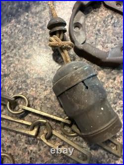 Vintage Frosted Glass Pendant Ceiling Light with chains Parts or Repair