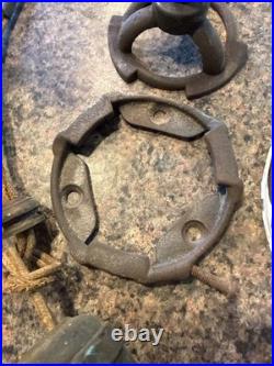 Vintage Frosted Glass Pendant Ceiling Light with chains Parts or Repair