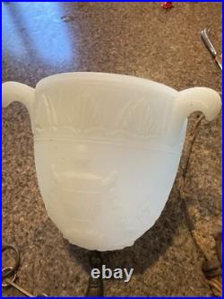 Vintage Frosted Glass Pendant Ceiling Light with chains Parts or Repair