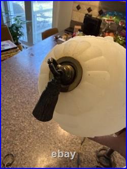 Vintage Frosted Glass Pendant Ceiling Light with chains Parts or Repair