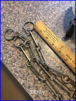 Vintage Frosted Glass Pendant Ceiling Light with chains Parts or Repair