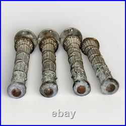 Vintage G. I. M. Cast Metal Columns Bases Parts Lot Hollywood Regency 4pc READ