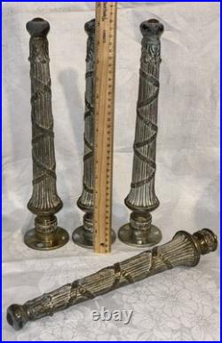 Vintage G. I. M. Cast Metal Columns Bases Parts Lot Hollywood Regency 4pc READ