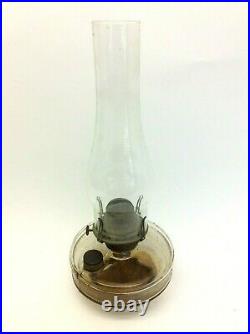 Vintage Gebraucht Klar Glas Dekorativ Öl Lampe Queen Anne Burner Mit Shade Parts