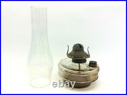 Vintage Gebraucht Klar Glas Dekorativ Öl Lampe Queen Anne Burner Mit Shade Parts