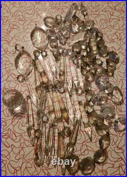 Vintage Glass Crystal Faceted Chandelier Lamp Crystals Prisms Repair Parts B2