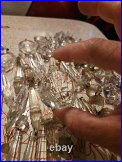 Vintage Glass Crystal Faceted Chandelier Lamp Crystals Prisms Repair Parts B2