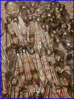 Vintage Glass Crystal Faceted Chandelier Lamp Crystals Prisms Repair Parts B2