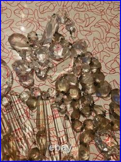 Vintage Glass Crystal Faceted Chandelier Lamp Crystals Prisms Repair Parts B2