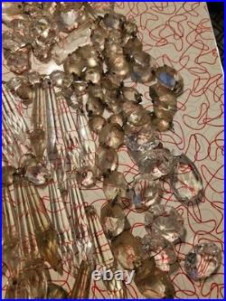 Vintage Glass Crystal Faceted Chandelier Lamp Crystals Prisms Repair Parts B2