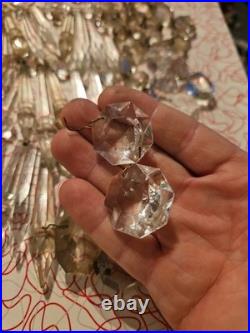 Vintage Glass Crystal Faceted Chandelier Lamp Crystals Prisms Repair Parts B2