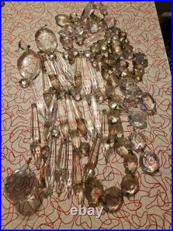 Vintage Glass Crystal Faceted Chandelier Lamp Crystals Prisms Repair Parts B2