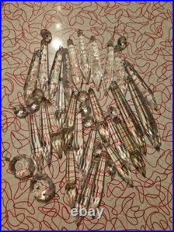 Vintage Glass Crystal Faceted Chandelier Lamp Crystals Prisms Repair Parts C3