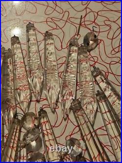 Vintage Glass Crystal Faceted Chandelier Lamp Crystals Prisms Repair Parts C3