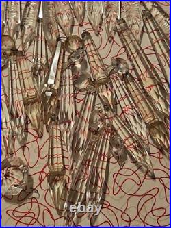 Vintage Glass Crystal Faceted Chandelier Lamp Crystals Prisms Repair Parts C3