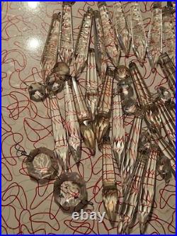 Vintage Glass Crystal Faceted Chandelier Lamp Crystals Prisms Repair Parts C3