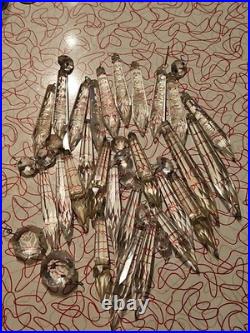 Vintage Glass Crystal Faceted Chandelier Lamp Crystals Prisms Repair Parts C3