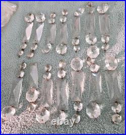 Vintage Glass Crystal Faceted Chandelier Lamp Crystals Prisms Repair Parts D1