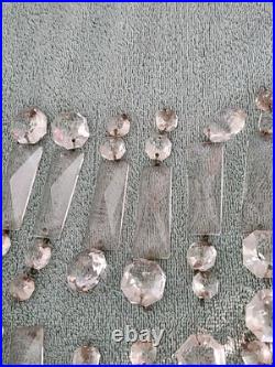 Vintage Glass Crystal Faceted Chandelier Lamp Crystals Prisms Repair Parts D1