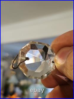 Vintage Glass Crystal Faceted Chandelier Lamp Crystals Prisms Repair Parts D1