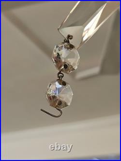 Vintage Glass Crystal Faceted Chandelier Lamp Crystals Prisms Repair Parts D1