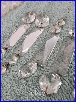 Vintage Glass Crystal Faceted Chandelier Lamp Crystals Prisms Repair Parts D1