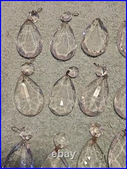 Vintage Glass Crystal Faceted Chandelier Lamp Crystals Prisms Repair Parts F1