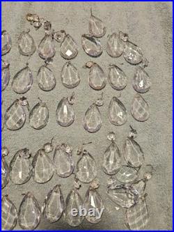 Vintage Glass Crystal Faceted Chandelier Lamp Crystals Prisms Repair Parts F1