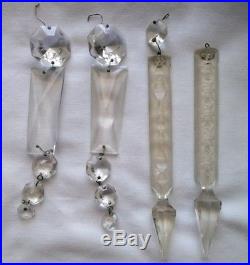 Vintage Glass Crystal U Drop Icicle Teardrop Prisms Chandelier Lamp Parts Lot