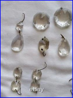 Vintage Glass Crystal U Drop Icicle Teardrop Prisms Chandelier Lamp Parts Lot