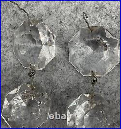 Vintage Glass Cut Crystal Chandelier Lamp Parts 165 Prisms Lot 15 Strands