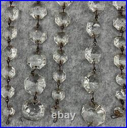 Vintage Glass Cut Crystal Chandelier Lamp Parts 187 Prisms Lot 17 Strands