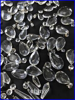 Vintage Glass Cut Crystal Chandelier Lamp Parts Octagon Arrow Head Tear Drop Ice