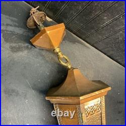 Vintage Gothic Hanging Swag Lamp Ceiling Light Slag glass Brass Parts Repair