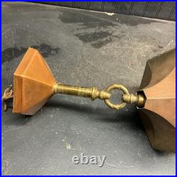 Vintage Gothic Hanging Swag Lamp Ceiling Light Slag glass Brass Parts Repair