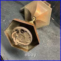 Vintage Gothic Hanging Swag Lamp Ceiling Light Slag glass Brass Parts Repair