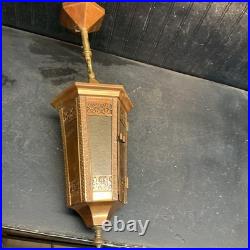 Vintage Gothic Hanging Swag Lamp Ceiling Light Slag glass Brass Parts Repair