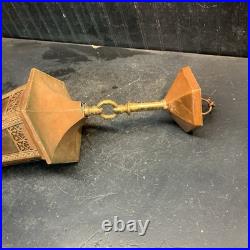 Vintage Gothic Hanging Swag Lamp Ceiling Light Slag glass Brass Parts Repair