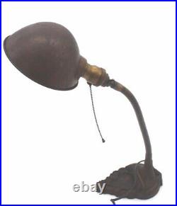 Vintage HUBBELL Gooseneck Desk Lamp Cast Iron Brass Working / Parts or Restore