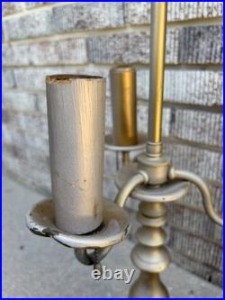 Vintage HUBLEY 3 Light Bouillotte Table Lamp Parts Repair-see Description