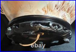 Vintage Hand Painted Porcelain Vase Lamp Landscape Barn Grist Mill & Pine Cones