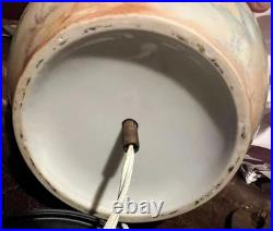 Vintage Hand Painted Porcelain Vase Lamp Landscape Barn Grist Mill & Pine Cones