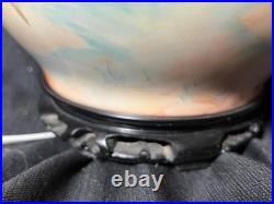 Vintage Hand Painted Porcelain Vase Lamp Landscape Barn Grist Mill & Pine Cones