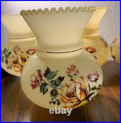 Vintage Hand Painted Rose Floral Light Lamp Shade Lot 4 rare replacement parts