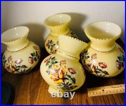 Vintage Hand Painted Rose Floral Light Lamp Shade Lot 4 rare replacement parts