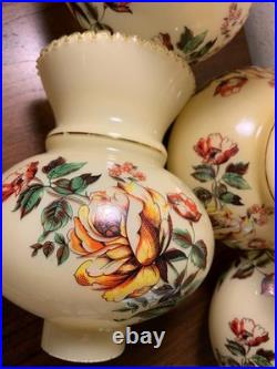 Vintage Hand Painted Rose Floral Light Lamp Shade Lot 4 rare replacement parts