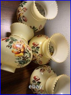 Vintage Hand Painted Rose Floral Light Lamp Shade Lot 4 rare replacement parts