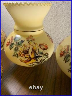 Vintage Hand Painted Rose Floral Light Lamp Shade Lot 4 rare replacement parts